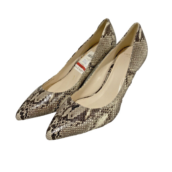Cole Haan Grand OS Size 7.5M Faux Snakeskin Pumps Cream & Gray Career Shoes - Picture 2 of 12